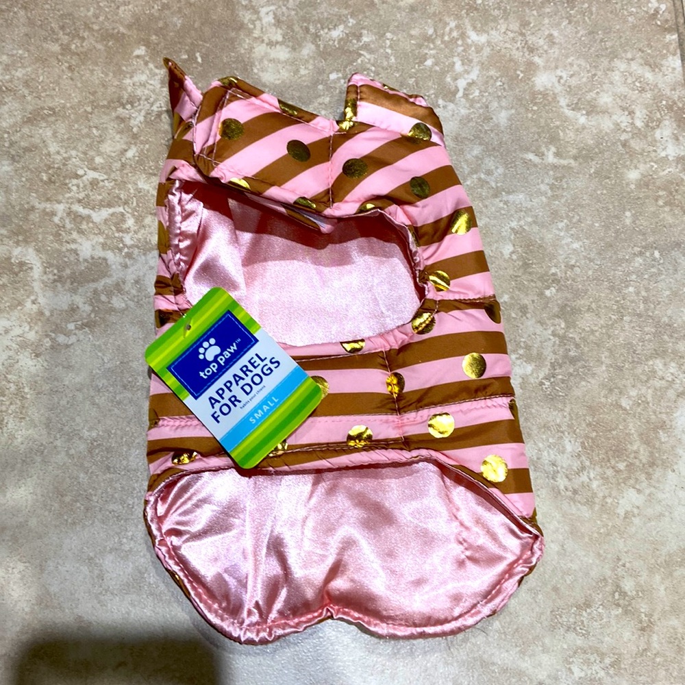 Pink striped / polka dotted dog vest jacket